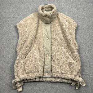 Free People Movement Scout It Out Vest Women's Medium Beige Oversized Fleece